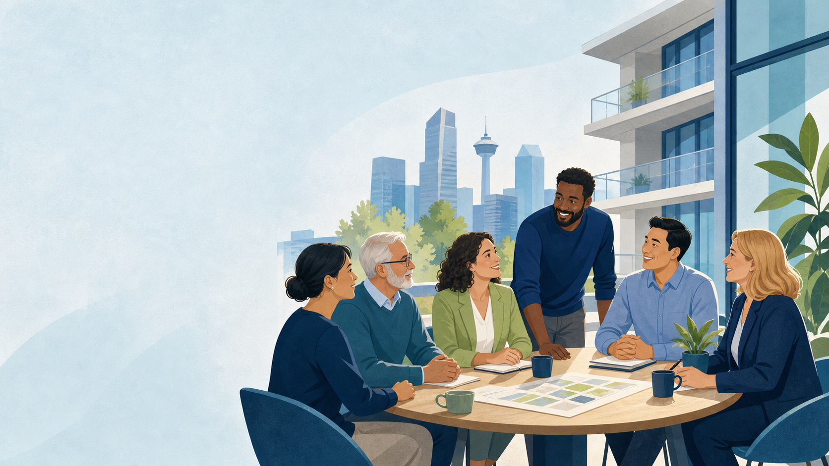 Condo community members and professionals meeting together